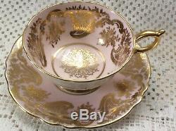 C1939 Paragon Double Warrant Hand-decorated Lavish Gold Pink Cup & Saucer