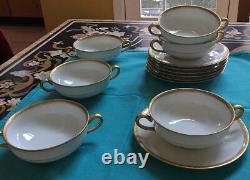 CA CHARLES AHRENFELDT DEPOSE LIMOGES 6 Gold Encrusted Bullion Cups/ 7 Saucers