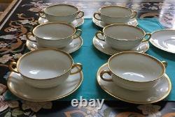 CA CHARLES AHRENFELDT DEPOSE LIMOGES 6 Gold Encrusted Bullion Cups/ 7 Saucers