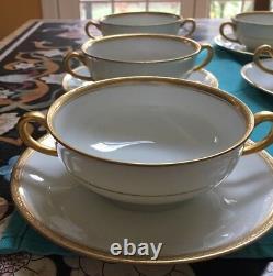 CA CHARLES AHRENFELDT DEPOSE LIMOGES 6 Gold Encrusted Bullion Cups/ 7 Saucers