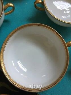 CA CHARLES AHRENFELDT DEPOSE LIMOGES 6 Gold Encrusted Bullion Cups/ 7 Saucers