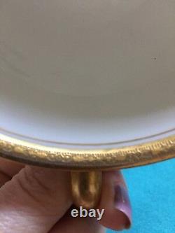 CA CHARLES AHRENFELDT DEPOSE LIMOGES 6 Gold Encrusted Bullion Cups/ 7 Saucers