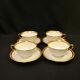 Ca Charles Ahrenfeldt Limoges 4 Cups & Saucers 1894-1910 Encrusted Gold On White