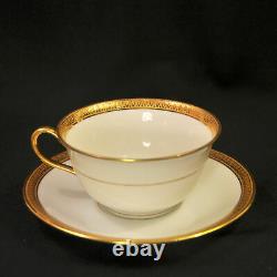 CA Charles Ahrenfeldt Limoges 4 Cups & Saucers 1894-1910 Encrusted Gold on White