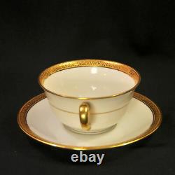 CA Charles Ahrenfeldt Limoges 4 Cups & Saucers 1894-1910 Encrusted Gold on White