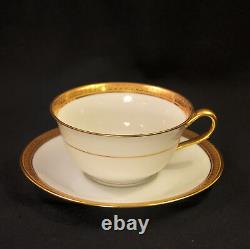 CA Charles Ahrenfeldt Limoges 4 Cups & Saucers 1894-1910 Encrusted Gold on White