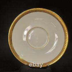 CA Charles Ahrenfeldt Limoges 4 Cups & Saucers 1894-1910 Encrusted Gold on White