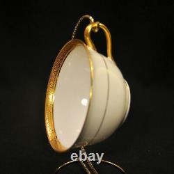 CA Charles Ahrenfeldt Limoges 4 Cups & Saucers 1894-1910 Encrusted Gold on White