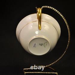 CA Charles Ahrenfeldt Limoges 4 Cups & Saucers 1894-1910 Encrusted Gold on White