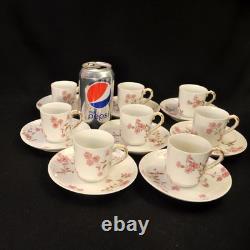 CFH/GDM Haviland 8 Demitasse Cups & Saucers Pink Floral withGold 1891-1900 Limoges
