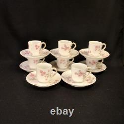 CFH/GDM Haviland 8 Demitasse Cups & Saucers Pink Floral withGold 1891-1900 Limoges