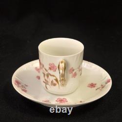 CFH/GDM Haviland 8 Demitasse Cups & Saucers Pink Floral withGold 1891-1900 Limoges