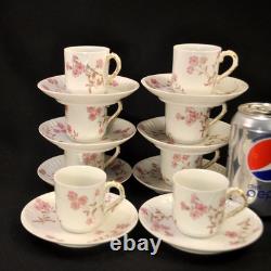 CFH/GDM Haviland 8 Demitasse Cups & Saucers Pink Floral withGold 1891-1900 Limoges