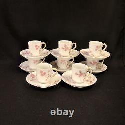 CFH/GDM Haviland Limoges 8 Demitasse Cups & Saucers Pink Floral withGold 1891-1900