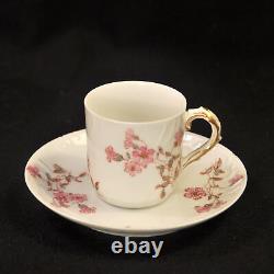 CFH/GDM Haviland Limoges 8 Demitasse Cups & Saucers Pink Floral withGold 1891-1900