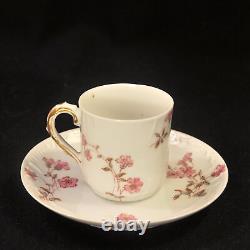 CFH/GDM Haviland Limoges 8 Demitasse Cups & Saucers Pink Floral withGold 1891-1900