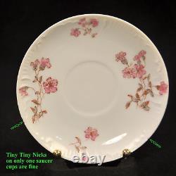 CFH/GDM Haviland Limoges 8 Demitasse Cups & Saucers Pink Floral withGold 1891-1900