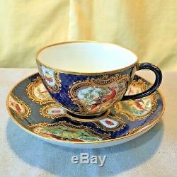 CHELSEA PORCELAIN BIRD & BUGS TEA CUP & SAUCER GILDED HAND PAINTED ANTIQUE c1760