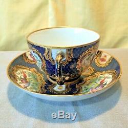 CHELSEA PORCELAIN BIRD & BUGS TEA CUP & SAUCER GILDED HAND PAINTED ANTIQUE c1760