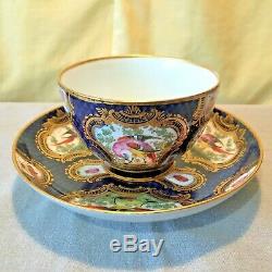 CHELSEA PORCELAIN BIRD & BUGS TEA CUP & SAUCER GILDED HAND PAINTED ANTIQUE c1760