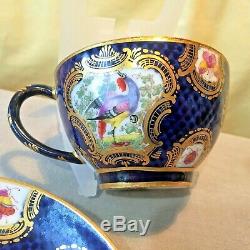 CHELSEA PORCELAIN BIRD & BUGS TEA CUP & SAUCER GILDED HAND PAINTED ANTIQUE c1760