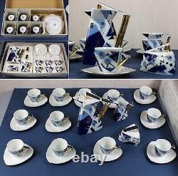 COFFEE / tea set for 12 THUN Studio Delta porcelain Jirí Lastovicka blue & gold