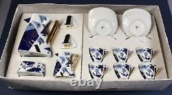 COFFEE / tea set for 12 THUN Studio Delta porcelain Jirí Lastovicka blue & gold