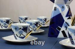 COFFEE / tea set for 12 THUN Studio Delta porcelain Jirí Lastovicka blue & gold