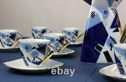 COFFEE / tea set for 12 THUN Studio Delta porcelain Jirí Lastovicka blue & gold