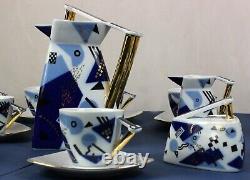 COFFEE / tea set for 12 THUN Studio Delta porcelain Jirí Lastovicka blue & gold