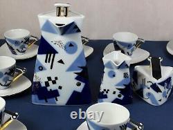 COFFEE / tea set for 12 THUN Studio Delta porcelain Jirí Lastovicka blue & gold