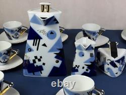 COFFEE / tea set for 12 THUN Studio Delta porcelain Jirí Lastovicka blue & gold