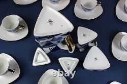 COFFEE / tea set for 12 THUN Studio Delta porcelain Jirí Lastovicka blue & gold