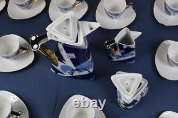 COFFEE / tea set for 12 THUN Studio Delta porcelain Jirí Lastovicka blue & gold