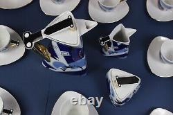 COFFEE / tea set for 12 THUN Studio Delta porcelain Jirí Lastovicka blue & gold
