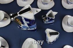 COFFEE / tea set for 12 THUN Studio Delta porcelain Jirí Lastovicka blue & gold