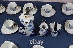 COFFEE / tea set for 12 THUN Studio Delta porcelain Jirí Lastovicka blue & gold