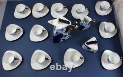 COFFEE / tea set for 12 THUN Studio Delta porcelain Jirí Lastovicka blue & gold