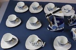 COFFEE / tea set for 12 THUN Studio Delta porcelain Jirí Lastovicka blue & gold