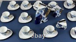 COFFEE / tea set for 12 THUN Studio Delta porcelain Jirí Lastovicka blue & gold