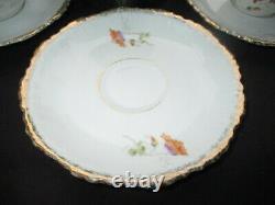 C. 1885 Kpm Germany 4 Cups & Saucers #22088 Purple / Orange Clematis Gold Dusted