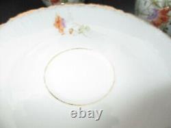 C. 1885 Kpm Germany 4 Cups & Saucers #22088 Purple / Orange Clematis Gold Dusted