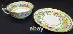 C. Ahrenfeldt Limoges 4 Cups & Saucers Hand Painted Floral withGold Cowell Hubbard