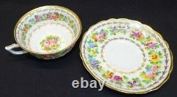 C. Ahrenfeldt Limoges 4 Cups & Saucers Hand Painted Floral withGold Cowell Hubbard