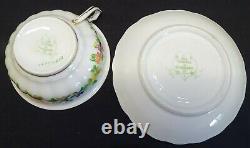 C. Ahrenfeldt Limoges 4 Cups & Saucers Hand Painted Floral withGold Cowell Hubbard