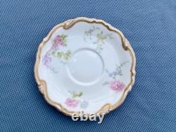 C. Ahrenfeldt Limoges (8 Sets) Double Handle Double Gold Cups & Saucers Floral