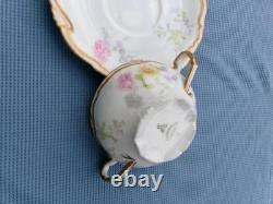 C. Ahrenfeldt Limoges (8 Sets) Double Handle Double Gold Cups & Saucers Floral