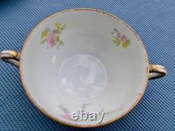 C. Ahrenfeldt Limoges (8 Sets) Double Handle Double Gold Cups & Saucers Floral