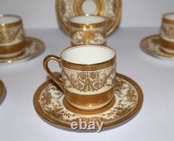 C. Ahrenfeldt Limoges Depose Gold-Encrusted (Set of 6) Demitasse Cups & Saucers
