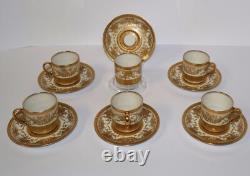 C. Ahrenfeldt Limoges Depose Gold-Encrusted (Set of 6) Demitasse Cups & Saucers